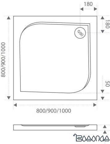 Душевой поддон Good Door Квадро 100x100 Антрацит (черный)