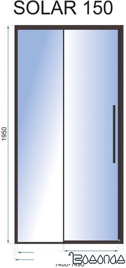 Душевая дверь Rea Solar 150 (черный/прозрачное стекло)