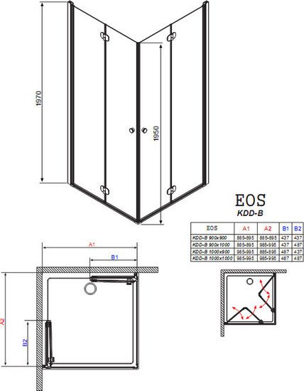 Душевой уголок Radaway Eos KDD-B 90x90 (прозрачное стекло) фото 3
