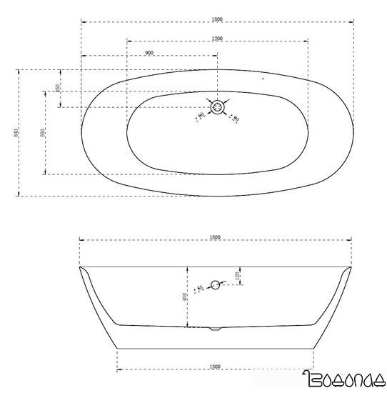 Ванна Abber 180x84 AB9205 фото 4