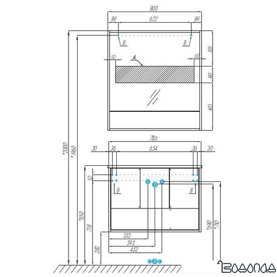 Акватон Тумба под умывальник Ривьера 80 1A239001RVX20 фото 3