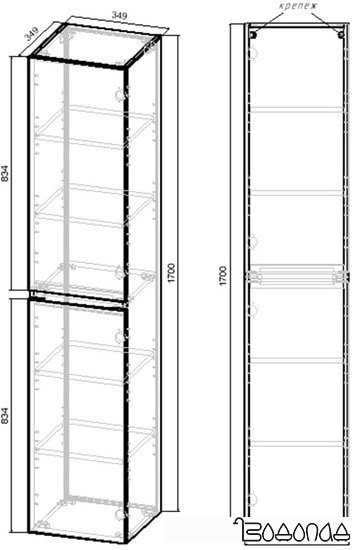 Мебель для ванных комнат Vincea Шкаф-пенал Fine 35 VSC-2NF170VO фото 4