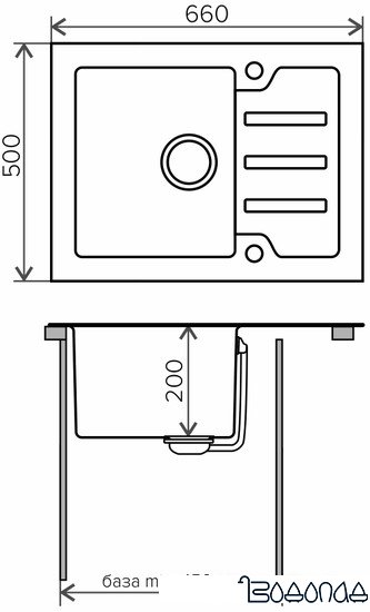 Кухонная мойка Tolero Ceramic glass TG-660 (черный) фото 2