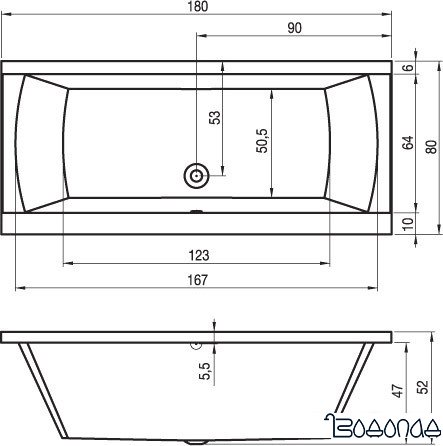 Ванна Riho Julia 180x80