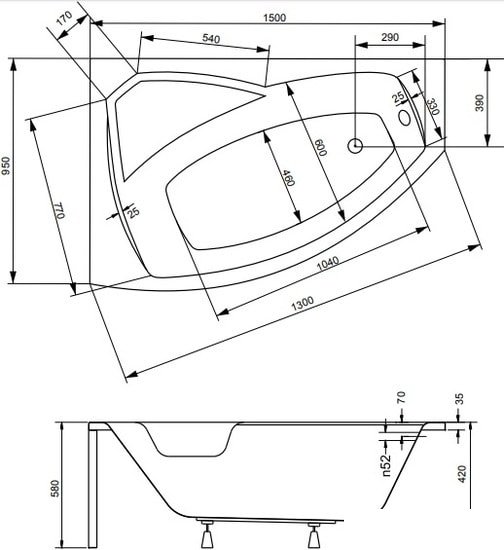 Ванна Besco Rima 150x95 L фото 3