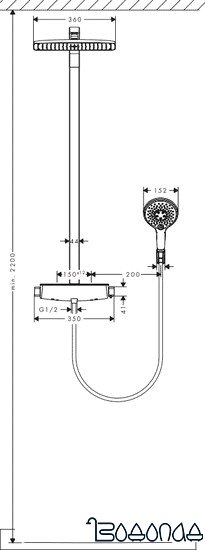 Душевая система Hansgrohe Raindance Select 360 Showerpipe (27112000)