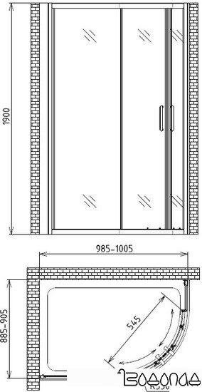 Душевой уголок Gemy Victoria S30192A 100x90 фото 4