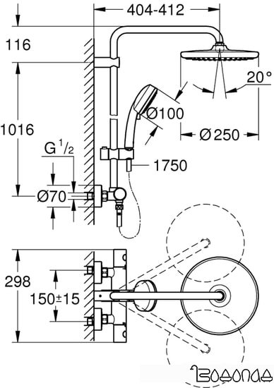 Душевая система Grohe Tempesta Cosmopolitan System 250 26670000 фото 4