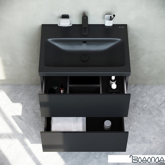 AM.PM Тумба под умывальник Gem 60 M90FHX06022BM (черный матовый) фото 2