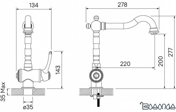 Смеситель IDDIS Oldie OLDYGL0i05 (золотистый)