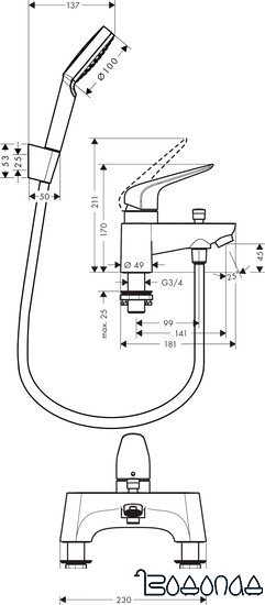 Смеситель Hansgrohe Novus 71044000