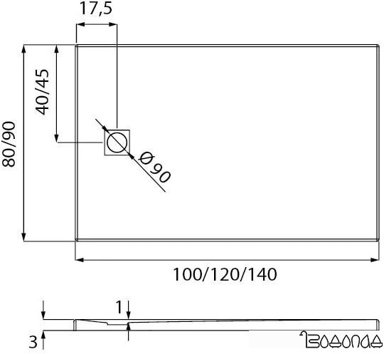 Душевой поддон NEW TRENDY Mori 120x90 B-0406
