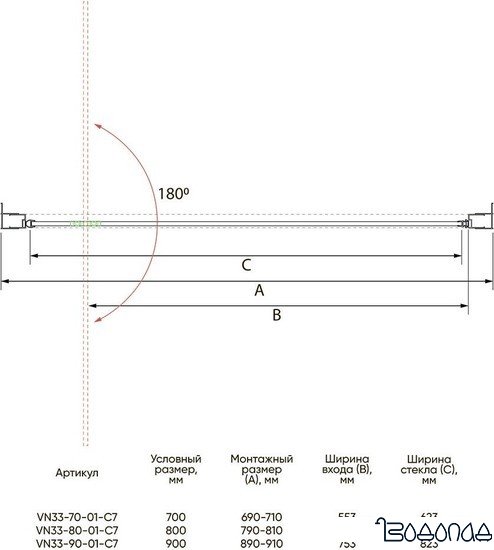 Душевая дверь Veconi VN-33 VN33-70-01-C7 фото 2