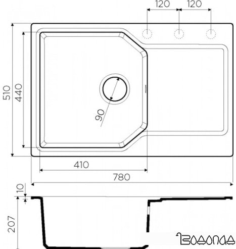 Кухонная мойка Omoikiri Yonaka 78 BL