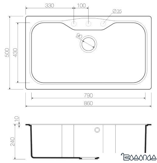 Кухонная мойка Omoikiri Maru 86-PL [4993215]