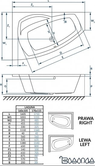 Ванна Excellent Laguna 170x115 (правая)