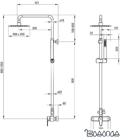 Душевая система Deante Oregano Square NAC 01SM
