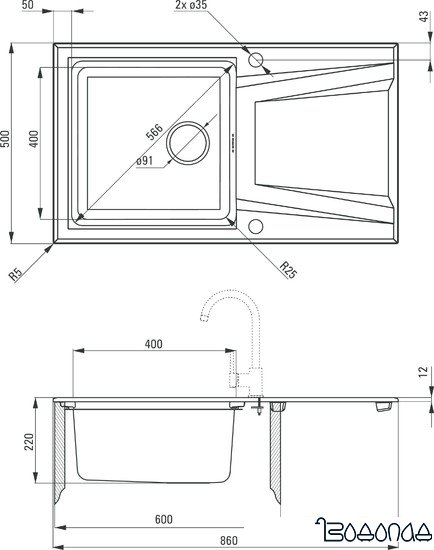 Кухонная мойка Deante Prime ZSR T113 (антрацит) Кухонная мойка Deante Prime ZSR T113 (антрацит)