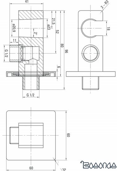 Держатель душевой лейки с подключением Deante Cascada NAC 052K фото 2