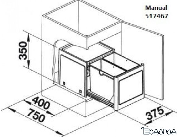 Мусорное ведро с разделителем Blanco Select Botton Pro 60 Automatic