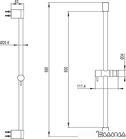 Душевая штанга Villeroy & Boch Embrace TVS1086001161