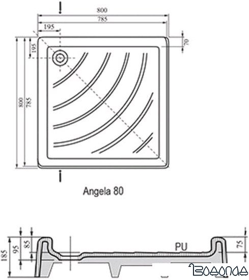 Душевой поддон Ravak Kaskada Angela PU 80x80