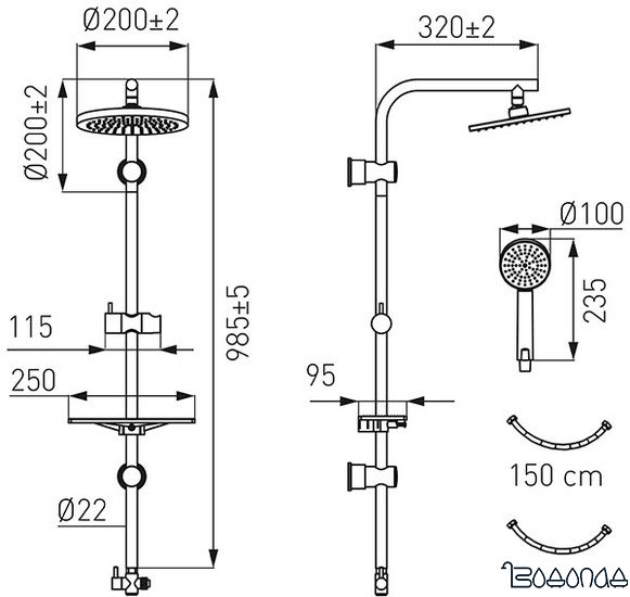 Душевая система Ferro Amiga VerdeLine NP25VL