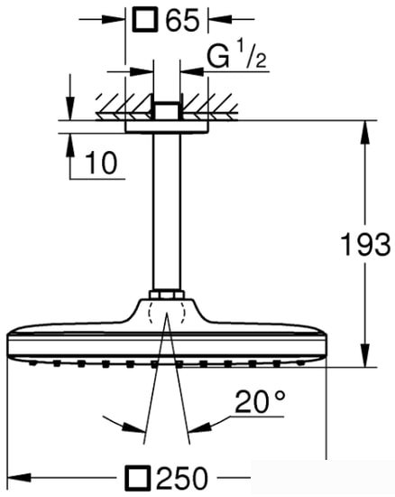 Верхний душ Grohe Tempesta 250 Cube 26683000 фото 4