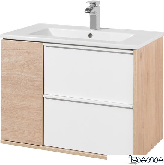 Акватон Тумба под умывальник Бостон 75 1A240101BN010 (белый/дуб эврика)