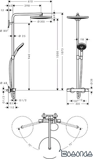 Душевая система Hansgrohe Raindance Select S 300 2jet Showerpipe [27133400]