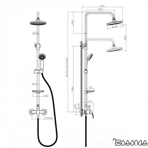 Душевая система Rossinka Silvermix A35-45