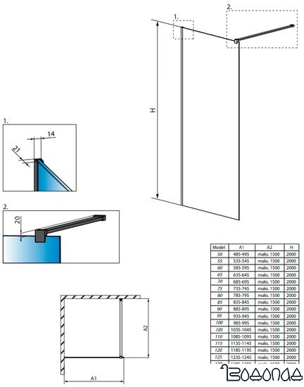 Душевая стенка Radaway Modo New Black II Frame 90 (черный/прозрачное) фото 4