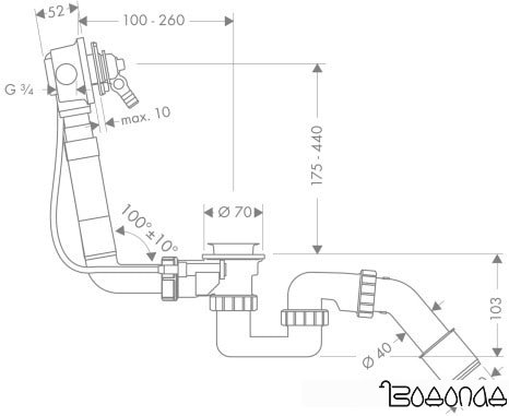 Сифон Hansgrohe Exafill 58125180 фото 2