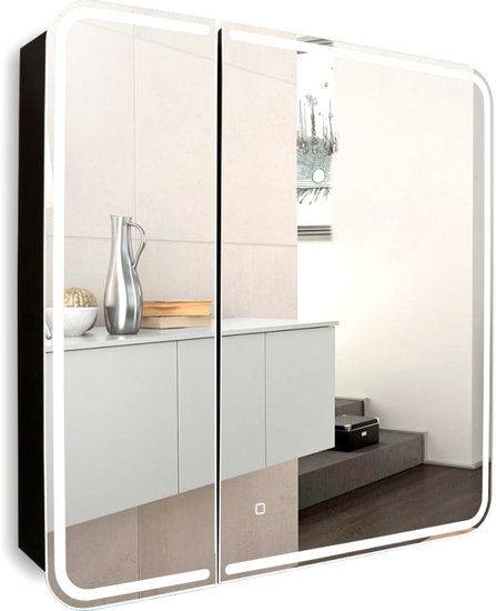 Azario Шкаф с зеркалом Alliance - Black 805x800 LED-00002611