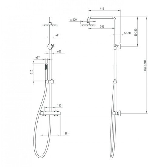 Душевая система Deante Cascada Begonia NAC 01BT