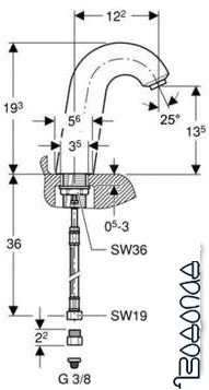 Смеситель Geberit Hytronic 60 IR [115.725.21.1]
