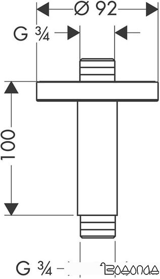 Держатель верхнего душа Hansgrohe Потолочное подсоединение 100 мм x 3/4" 27418000