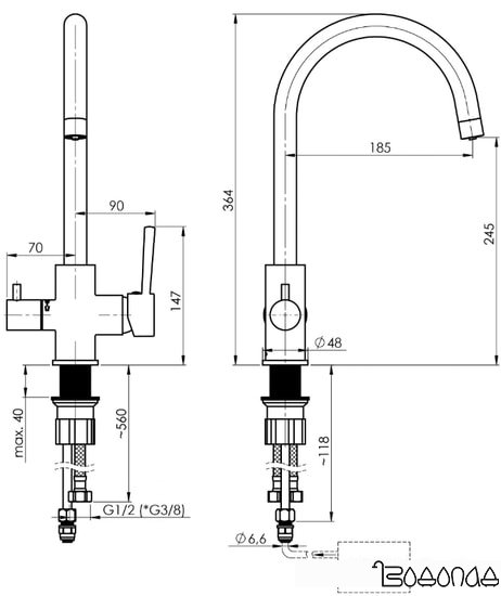 Смеситель Rubineta ULTRA-32 (1/2) U32008 фото 2