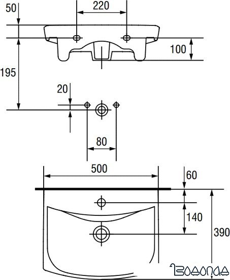 Умывальник Cersanit CARINA 50 50x39 фото 3