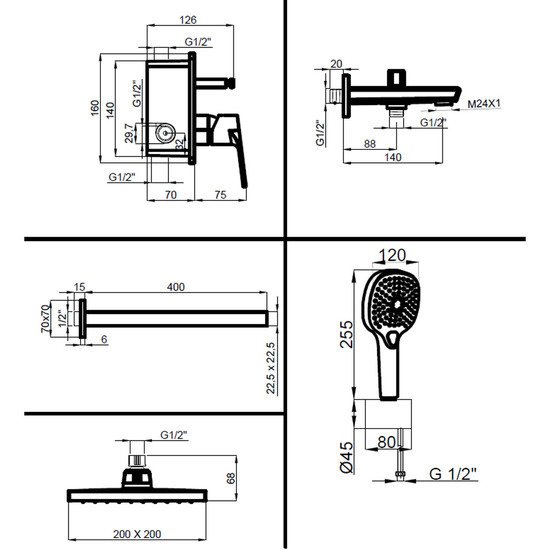 Душевая система Azario AZ-15680711