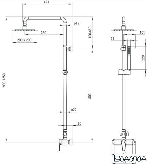 Душевая система Deante Peonia Square NAC 01PM