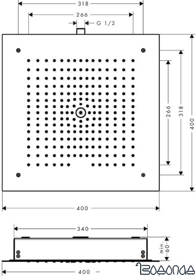Верхний душ Hansgrohe Raindance E 400/400 1jet