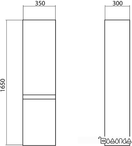 Аква Родос Шкаф-пенал Акцент 35 (белый, консольный) фото 2