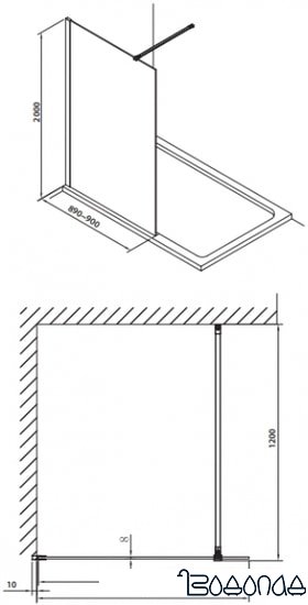 Душевой уголок Omnires Marina DNR90X LUX+DNR30X LUX фото 2