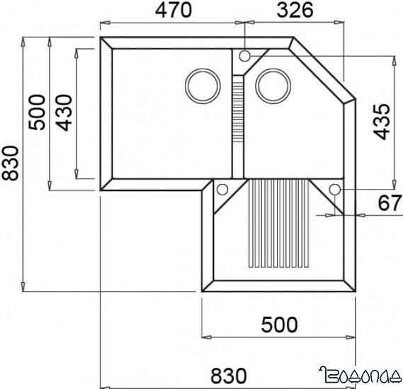 Кухонная мойка Elleci Tekno Corner Titanium M73