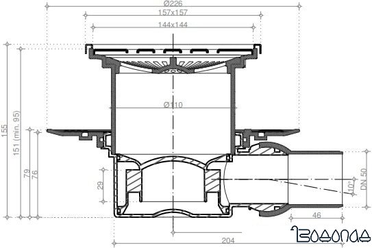Трап/канал Pestan Confluo Standard Square 1 Mask Gold