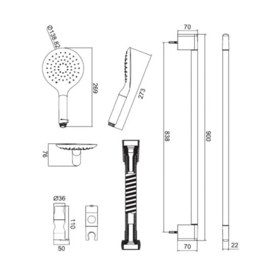 Душевой гарнитур Bravat Snow D157CP-2
