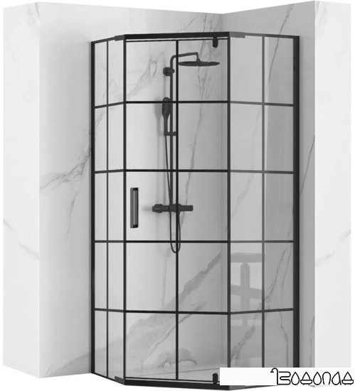 Душевой уголок Rea Hex 80x80 (черный/прозрачное стекло)