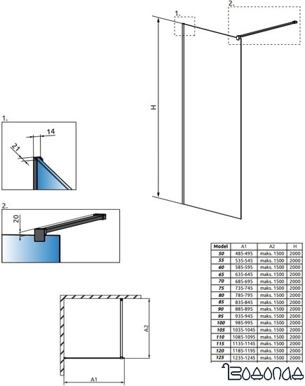 Душевая стенка Radaway Modo X Black II Frame 100