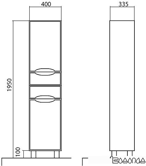 Аква Родос Шкаф-пенал Венеция 40 (венге)